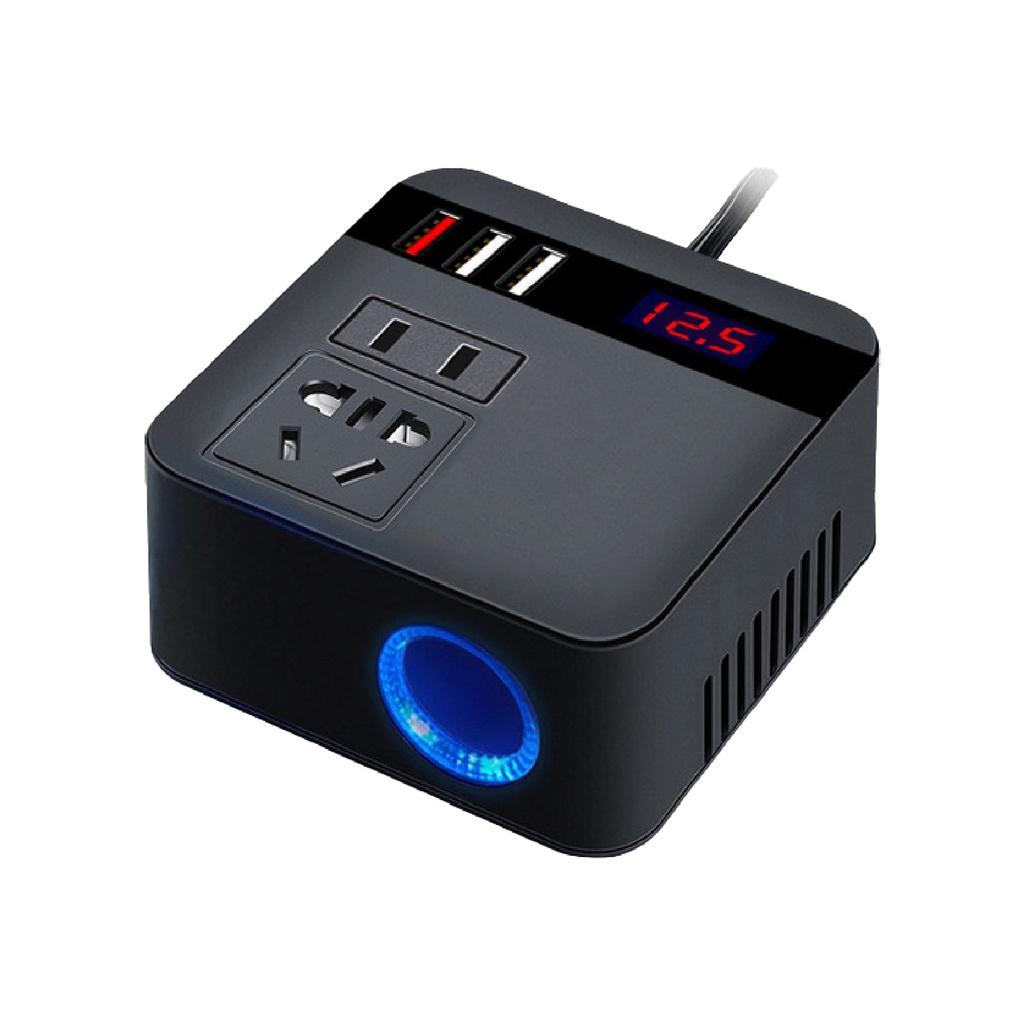 Bộ biến tần PEMG LCD 100W 12V 24V sang 110V 220V cho xe hơi