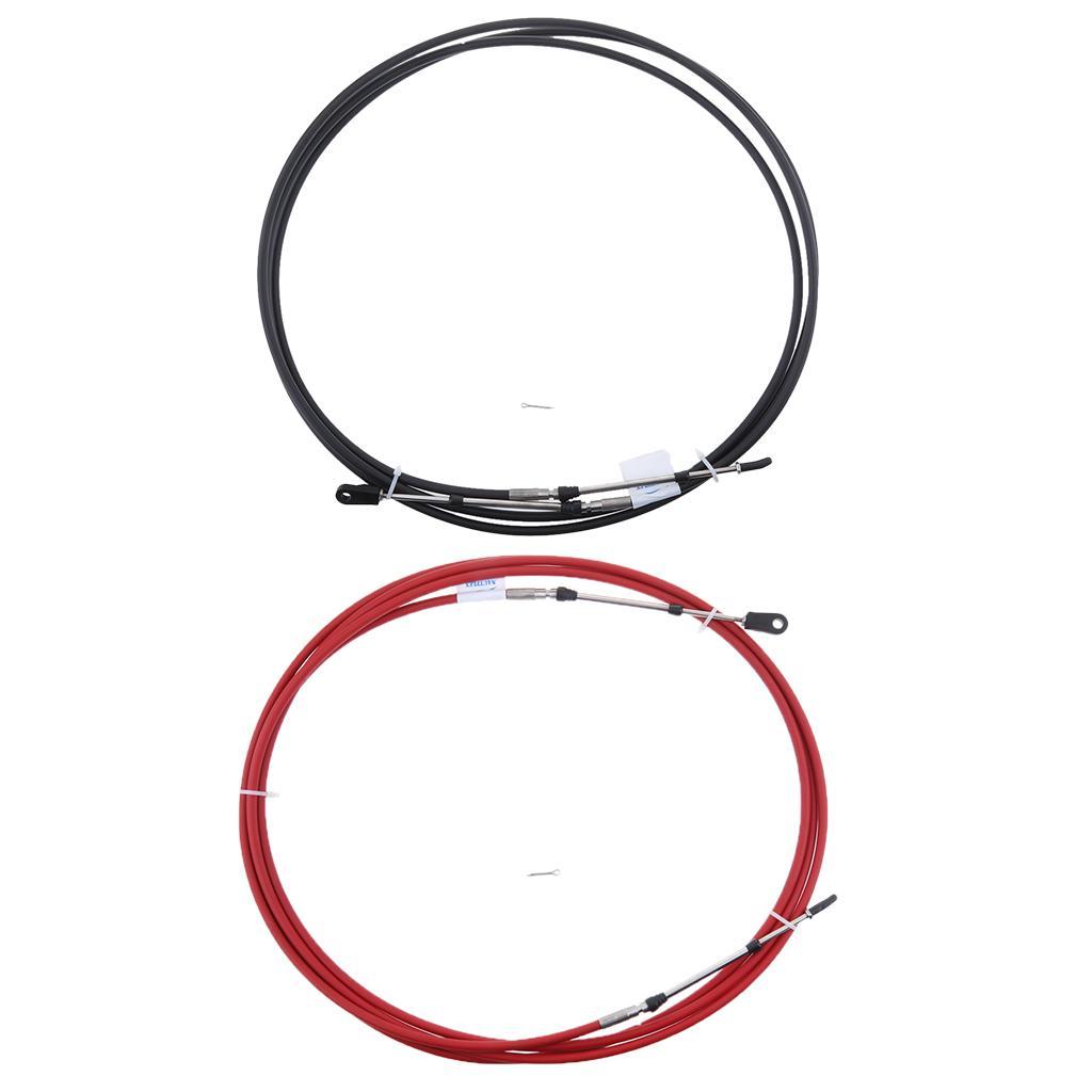 Universal Throttle Cable for Marine Boat Motor Control Lever 12 FT Black+Red