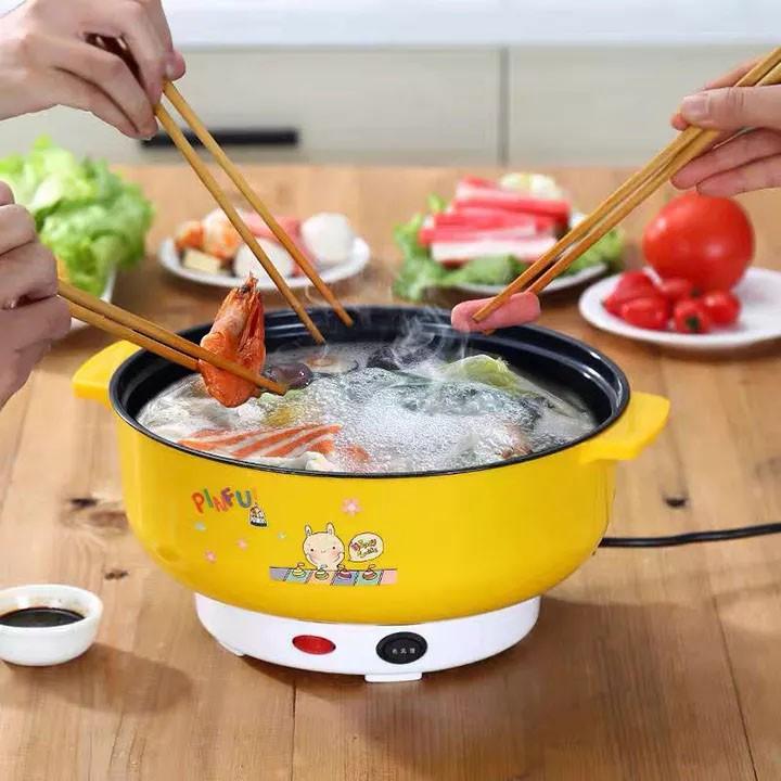 Nồi Lẩu Điện Mini 26cm Nikai Vung Kính - Nồi Lẩu Đa Năng Gia Đình 26cm Siêu Tốc