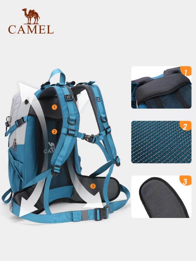 Ba Lô Ngoài Trời Chống Mòn CAMEL CROWN 40L Túi Thể Thao Du Lịch Leo Núi Cắm Trại Đi Bộ Đường Dài