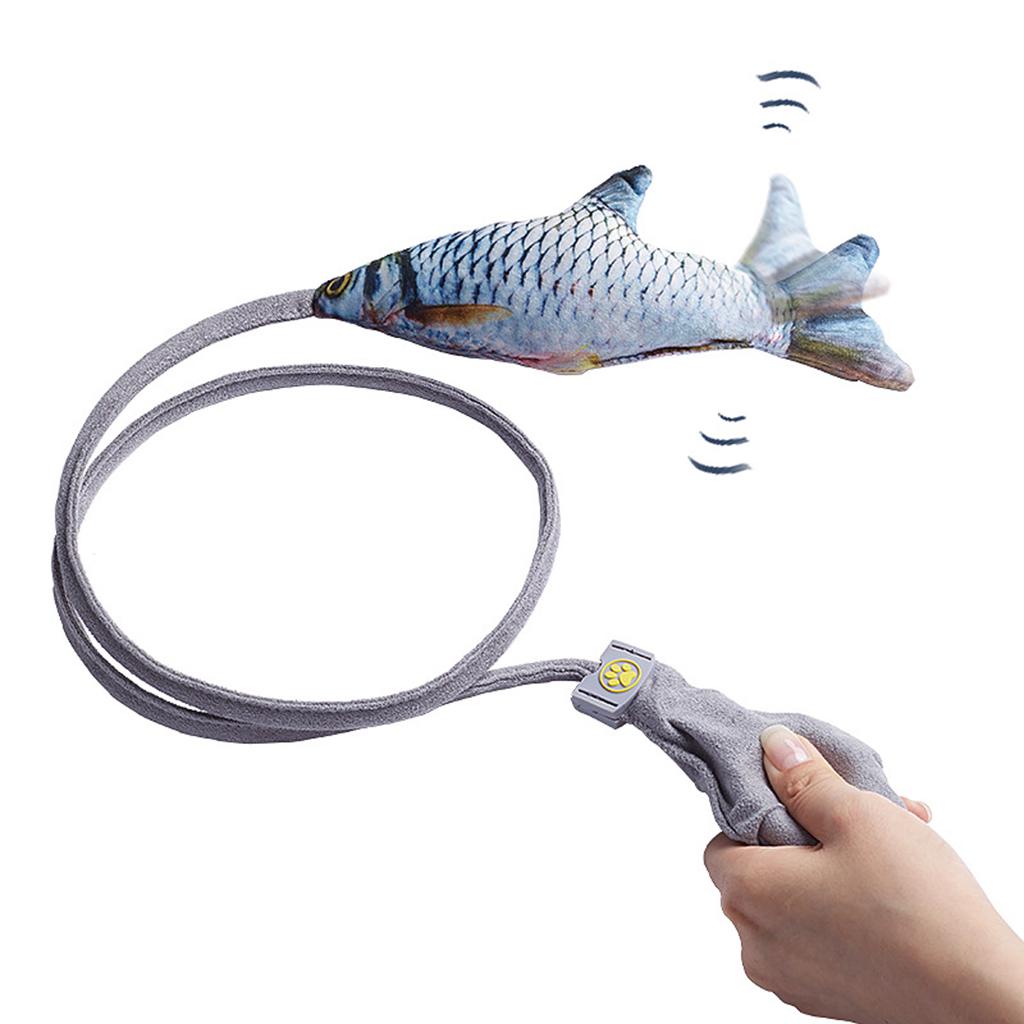Moving Fish Cat Toy Realistic Interactive Flopping Fish Cat Kicker Catnip Toys for Indoor Cats Pets Kitten Manual Control Wagging Fish
