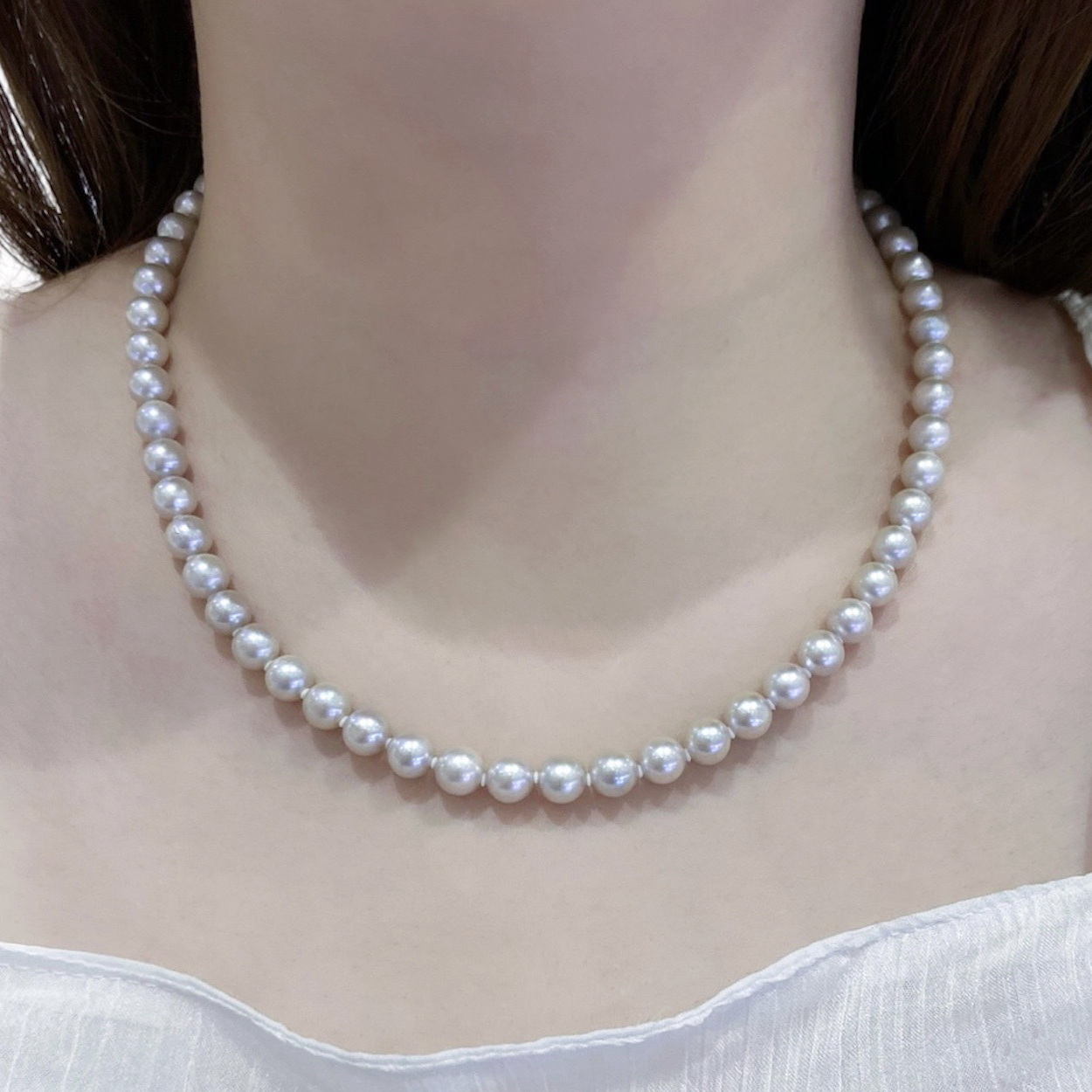 Chuỗi Ngọc Trai Nước Mặn Akoya ánh xám - MOON Jewelry