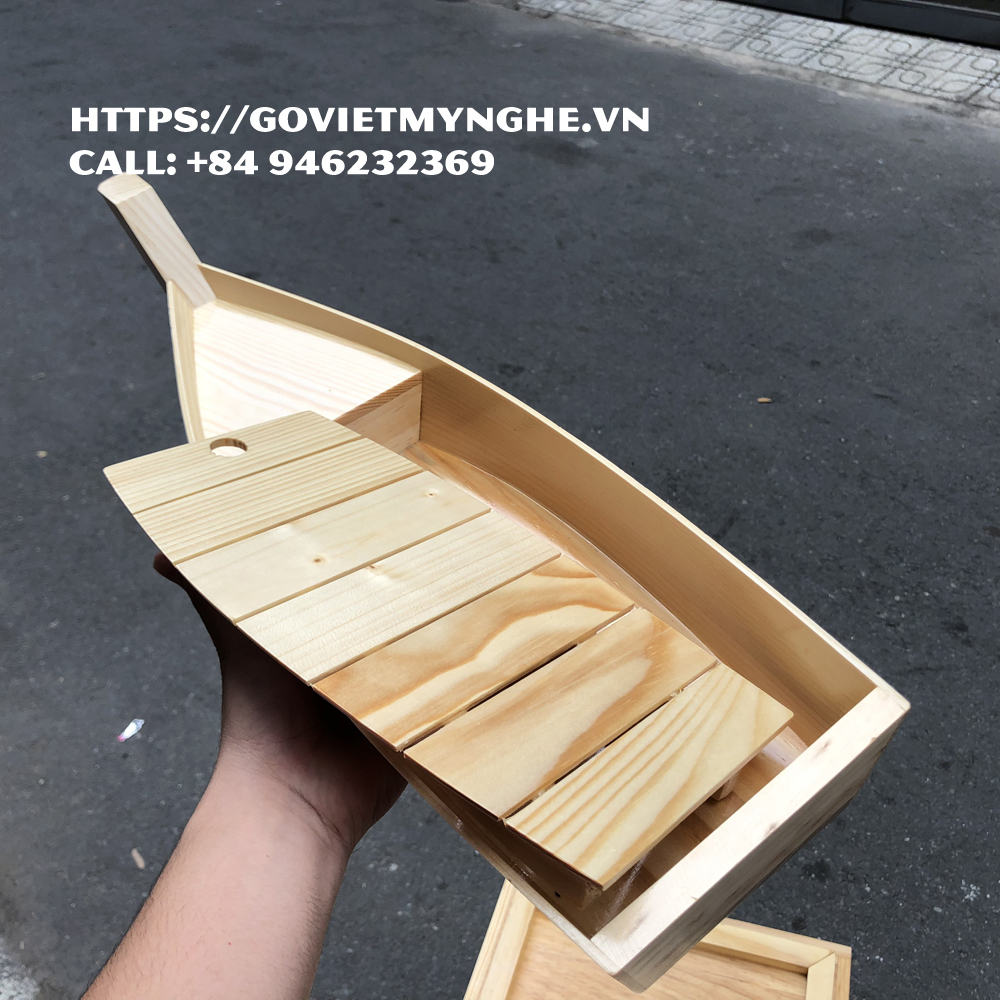 Khay thuyền gỗ đựng sushi - khay gỗ thuyền đựng sashimi thuyền gỗ sushi - Gỗ thông