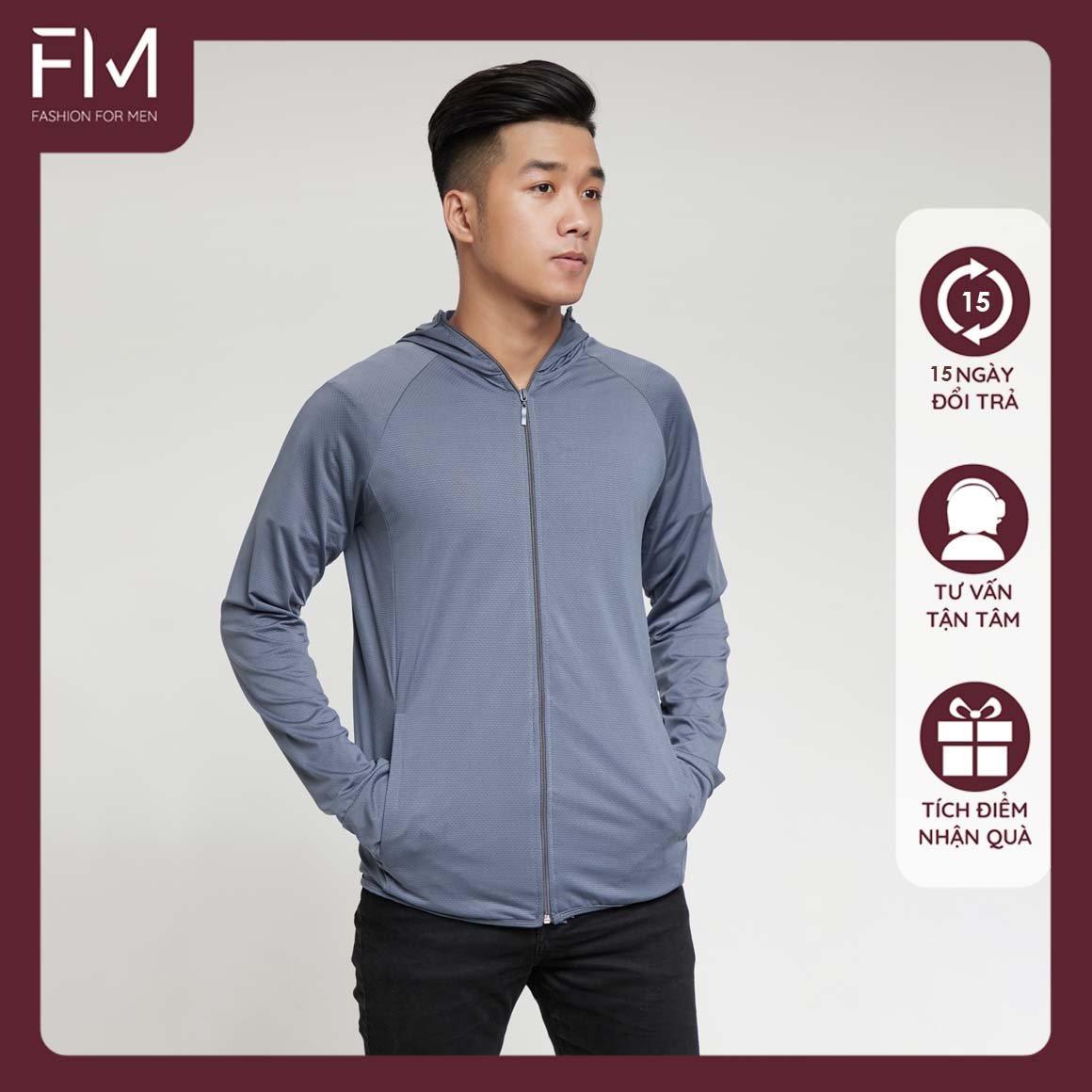 Áo chống nắng nam cao cấp, thông hơi, chống nắng, chống tia UV, chống bám bụi – FORMEN SHOP – FMTHT024 - XÁM TRẮNG - M