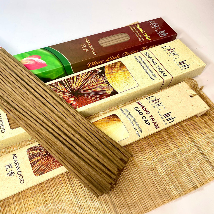 Nhang Trầm Hương Đặc Biệt-Dài 38cm-180gr-30cây-Trầm hương Phúc Linh-Trầm Hương Nguyên Chất, Cam Kết Không Hương Liệu và Hóa Chất
