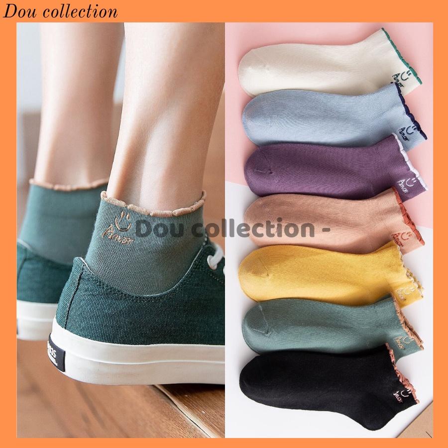 Tất Vớ Nữ Cổ Ngắn Unisex Cotton Họa Tiết SMILE Phong Cách Hàn Quốc Dễ Thương - Mã TV014