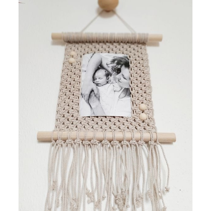 Khung ảnh trang trí treo tường dây tết macrame