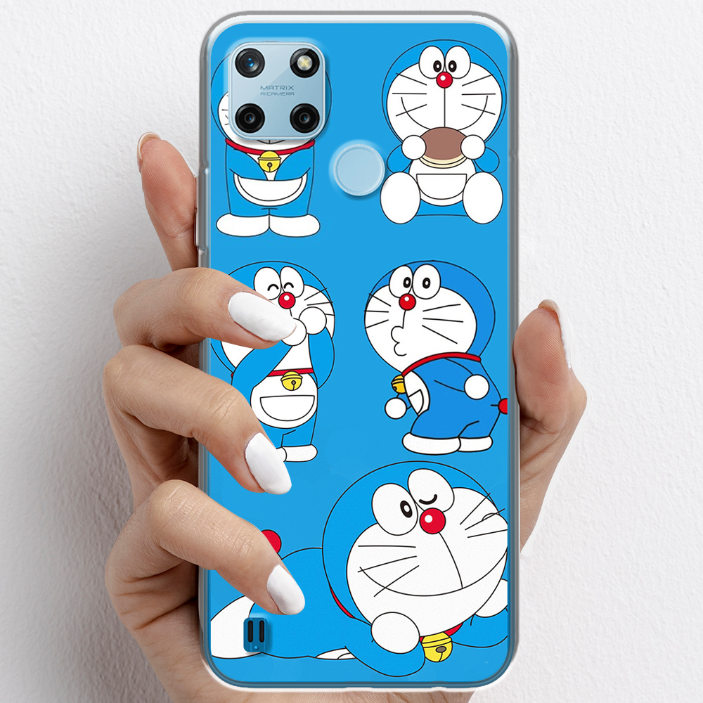 Ốp lưng cho Realme C25Y nhựa TPU mẫu Doraemon ham ăn