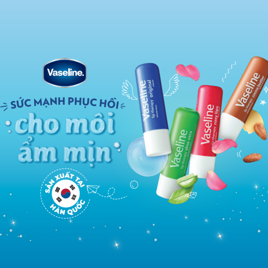 Bộ 2 son dưỡng môi Vaseline dạng thỏi 4.8g: Lô Hội và Mềm Mịn