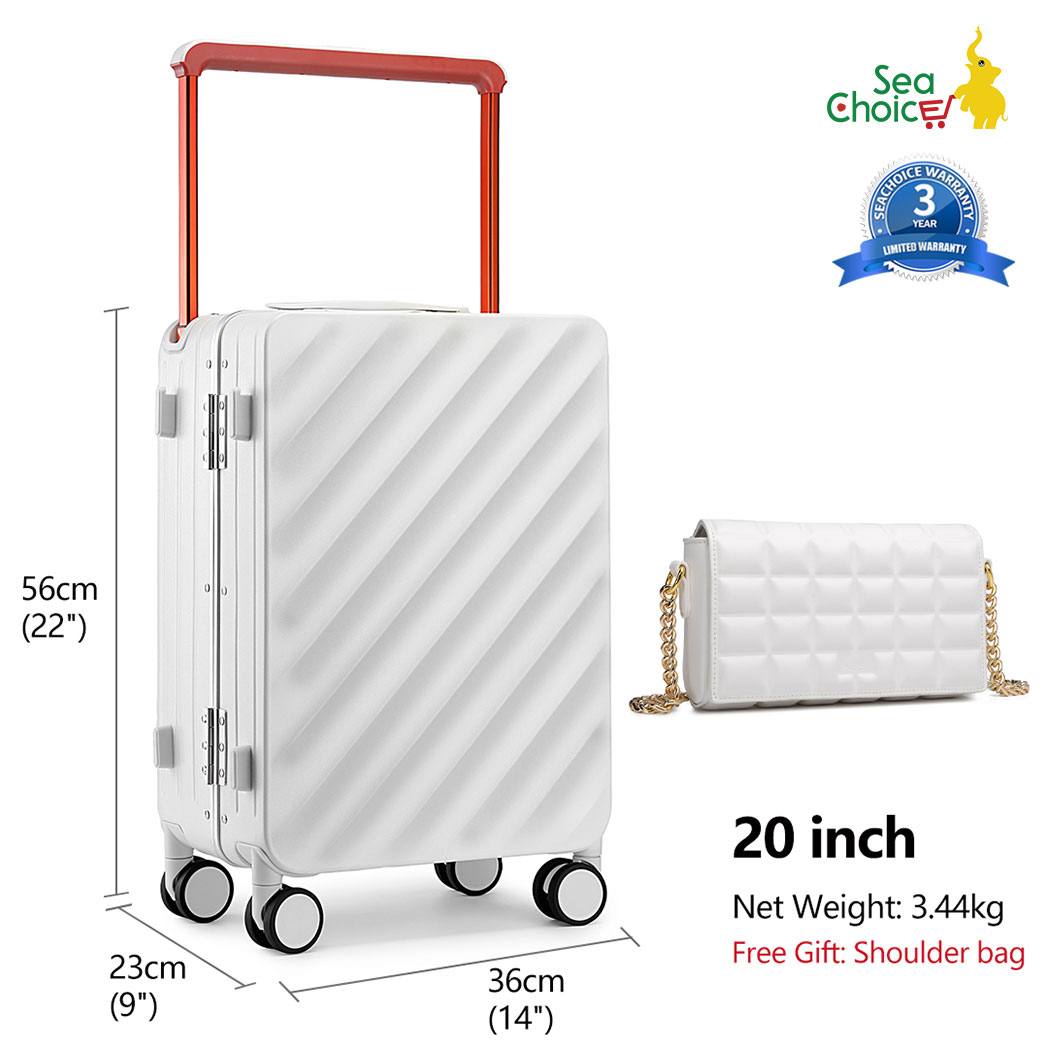 Vali du lịch Sea Choice Tay cầm rộng Vỏ cứng bằng nhôm Size 20'' có tặng Túi thời trang nứ/có khóa TSA và dây kéo YKK - Bảo hành 3 năm