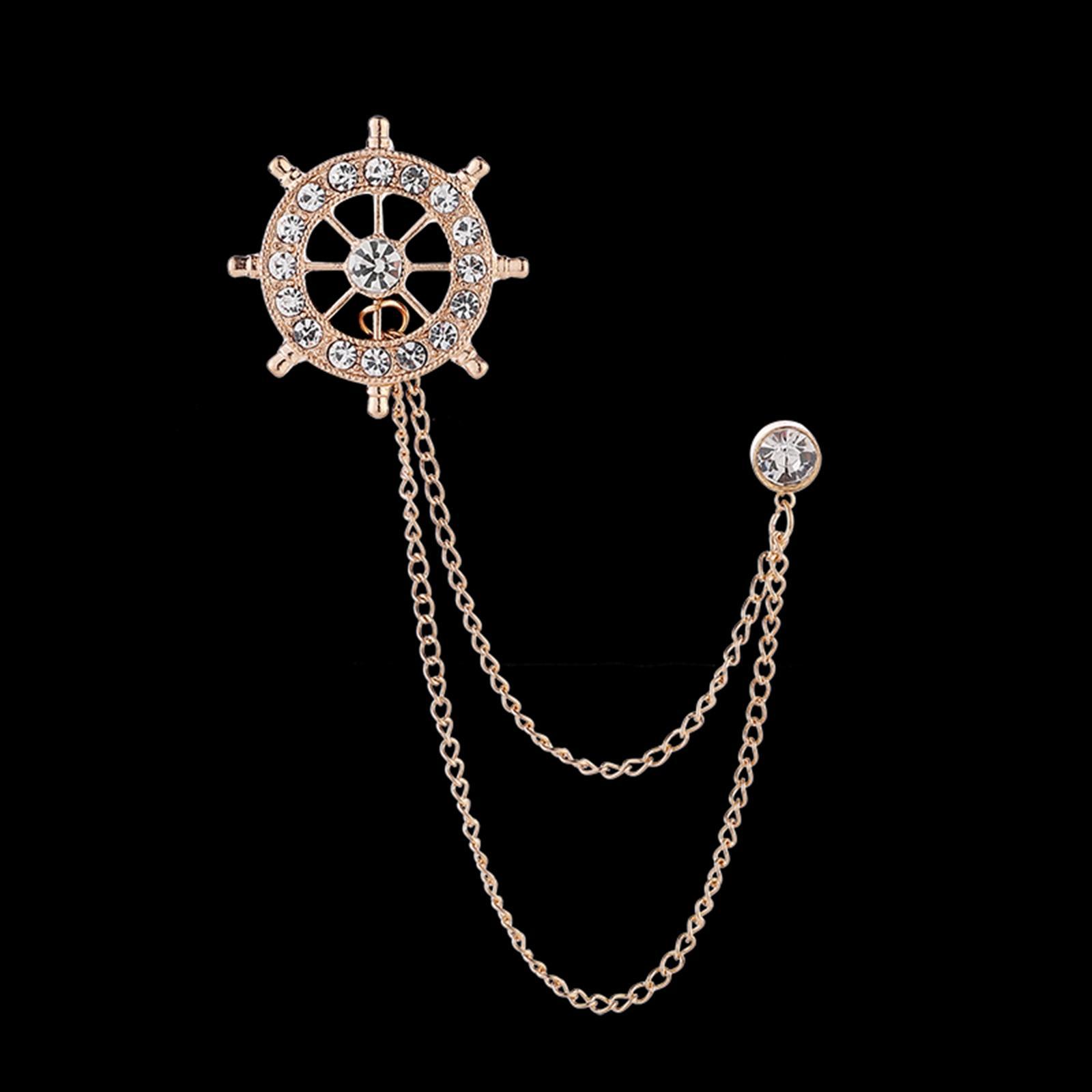 Lapel Pin Brooches Link Chains Pin Tassel Chain Brooch for Tie Men