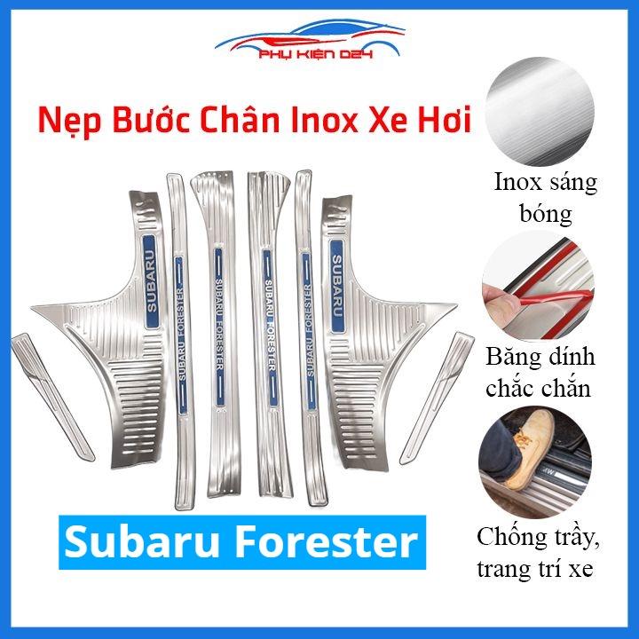 Bộ ốp bậc cửa trong ngoài nẹp bước chân Subaru Forester Inox chống trầy trang trí xe