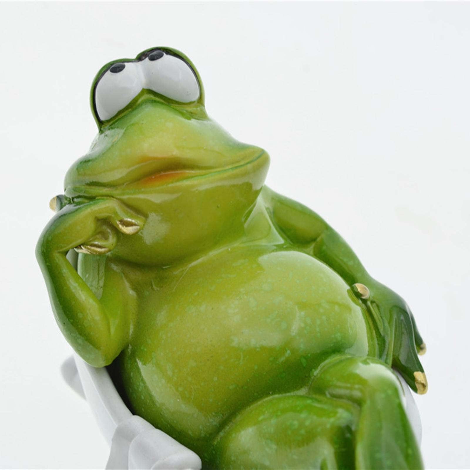 2x Frog Statue Resin Sculpture Figurine Indoor Home Decorative