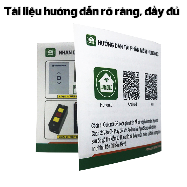 Công tắc cửa cuốn thông minh HUNONIC DOOR - Điều khiển từ xa bằng điện thoại - Mặt kính màu trắng - Cơ Điện Shop