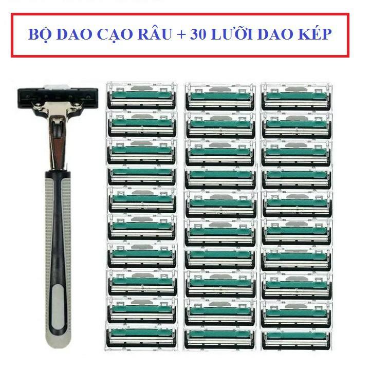 COMBO DAO CẠO RÂU TẶNG KÈM 30 LƯỠI DAO KÉP + TUYP KEM CẠO RÂU