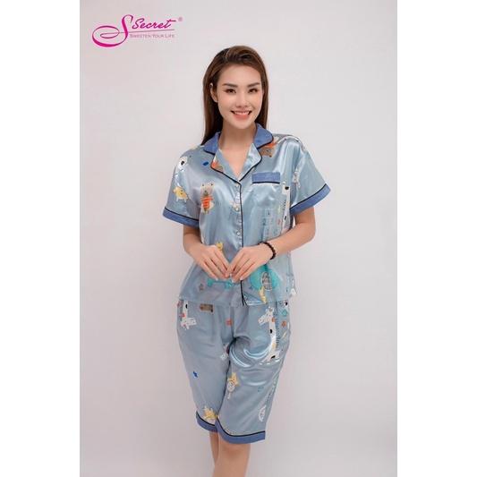 Đồ Bộ Mặc Nhà Pijama Nữ Tay Ngắn Cao Cấp - Đồ Ngủ Lụa SXH2127