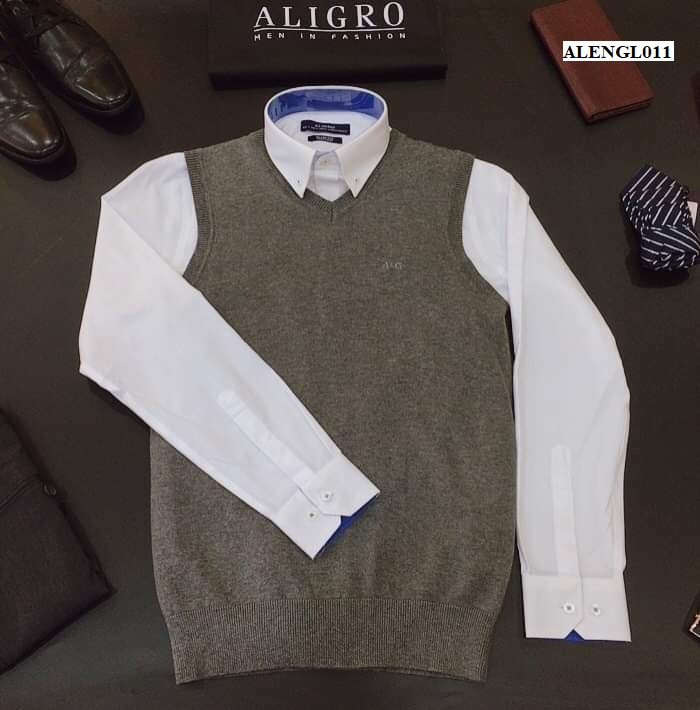Áo len gile Aligro màu ghi đậm ALENGL011
