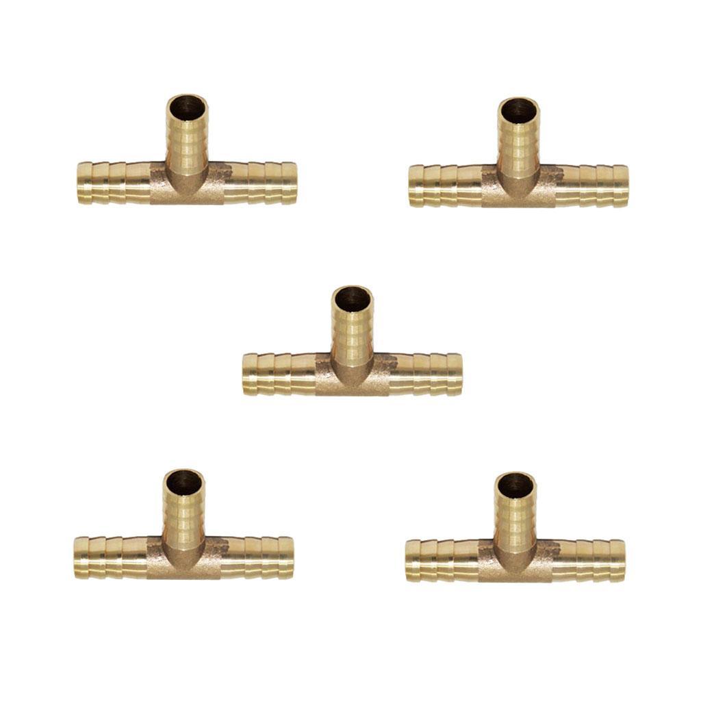 3-5pack 5pcs Brass T Type Joiner Fuel Hose Joiner Tee Connector Air Water Gas