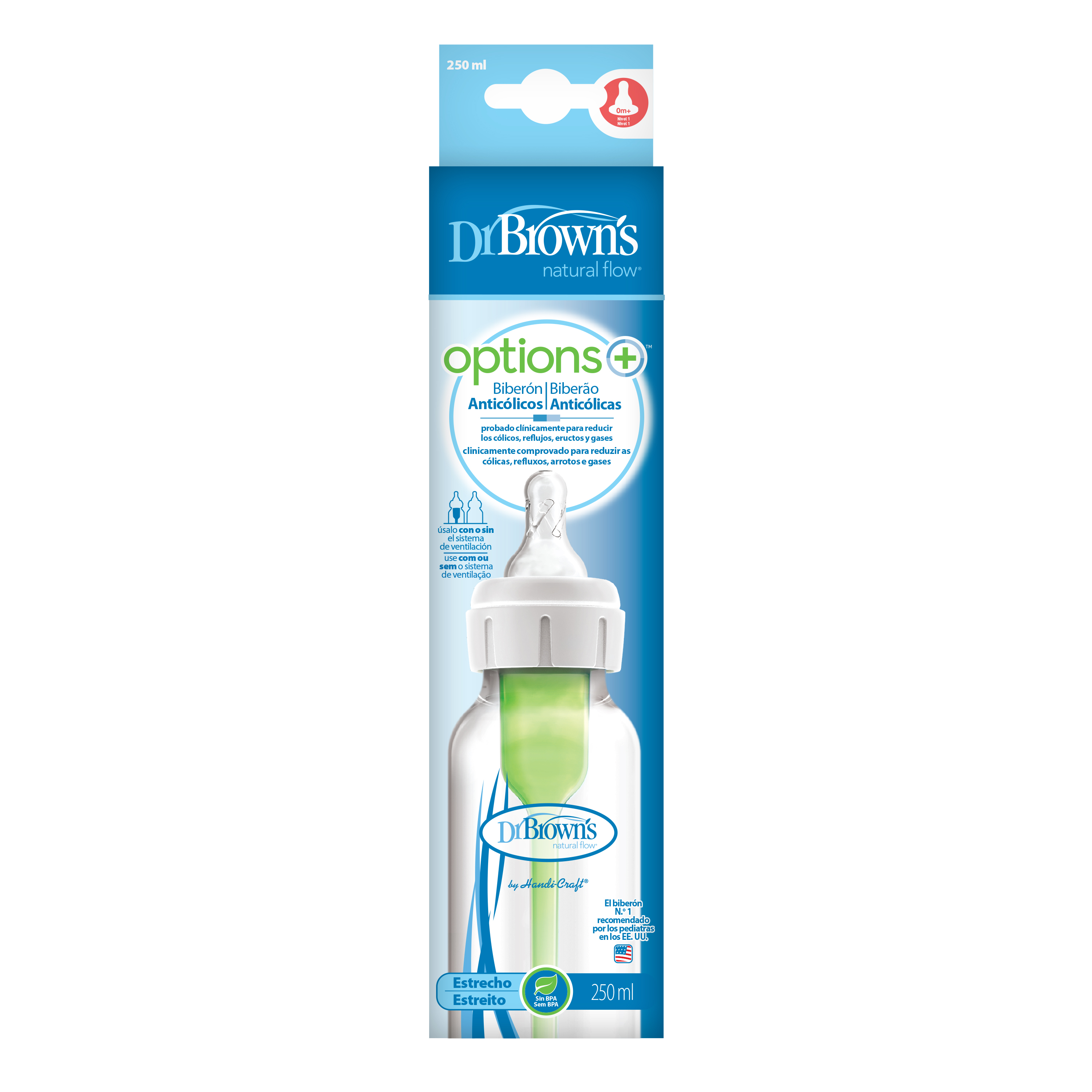 Bình sữa Dr.Brown's cổ thường 250ml nhựa PP Options Plus