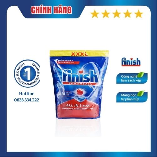 [HCM] Viên rửa chén bát Finish All In One Max 80 viên