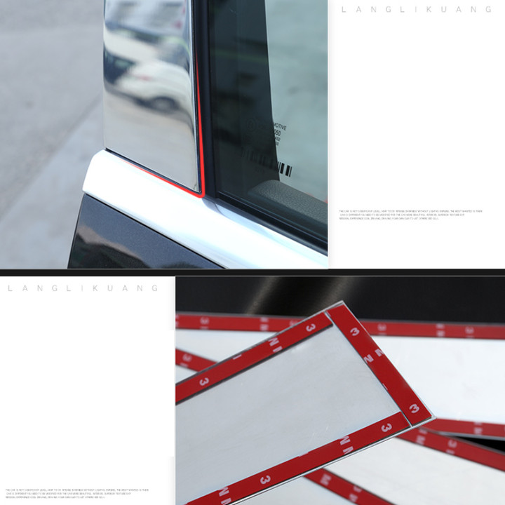 Bộ 4 thanh nẹp inox cột B cánh cửa dành cho xe ô tô Mercedes dòng S-Class đời từ 2014-2020, băng dán 3M hai mặt hình chữ đi kèm đảm bảo chắc chắn