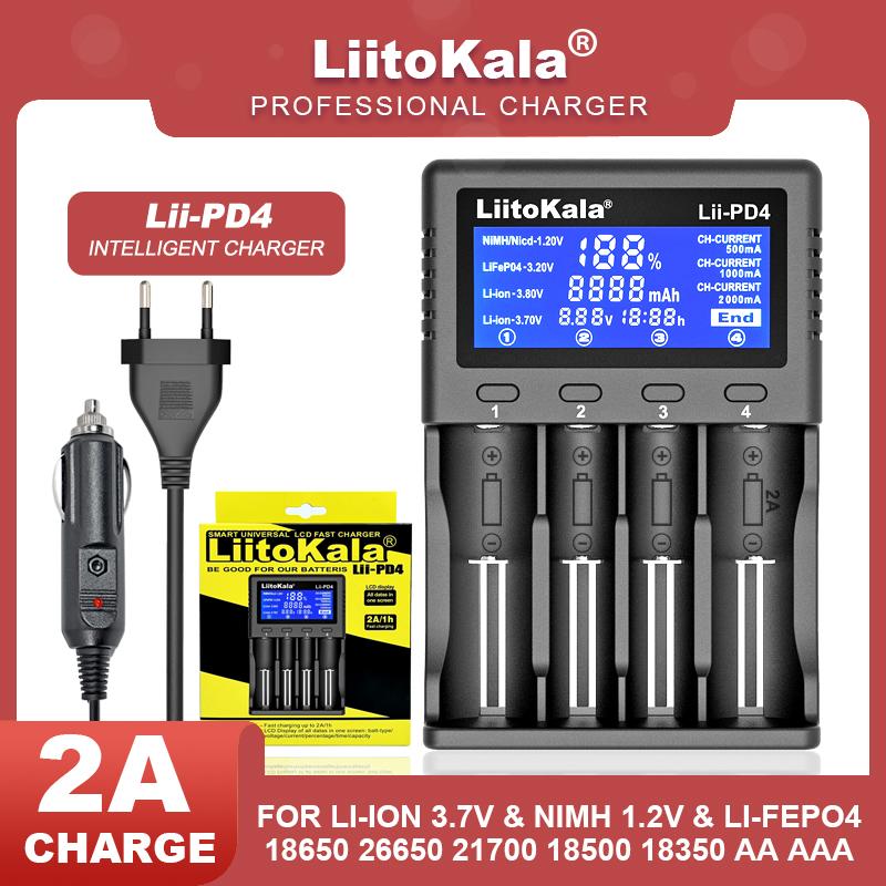 Liitokala Lii-PD4 LCD 3.7V/1.2V/3.2V/3.8V NiMH 18650 16340 18350 18500 21700 20700 26650 Sạc Pin Lithium Sạc Màu Sắc: Lii-PD4 Trọn Bộ