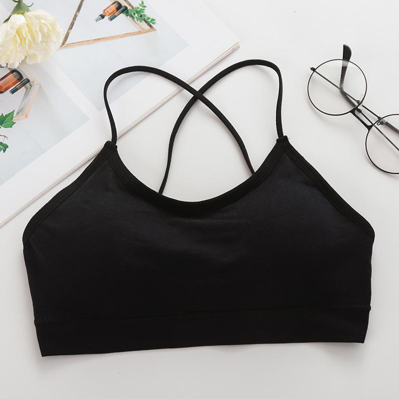 Áo Bra 2 dây Cotton Không gọng sợi bún, dây lưng đan chéo, hởlưng mút đệm có thể tháo dời QuyếnRũ Nữ Women Top