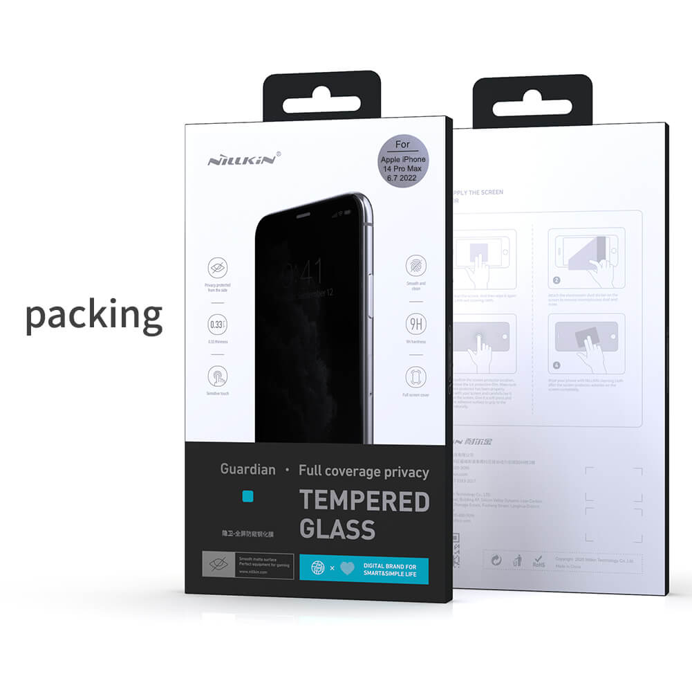Miếng dán cường lực chống nhìn trộm cho iPhone 14 Pro hiệu Nillkin Amazing Guardian mỏng 0.23mm, vát cạnh 2.5D, chất liệu kính AGC Nhật Bản - hàng nhập khẩu