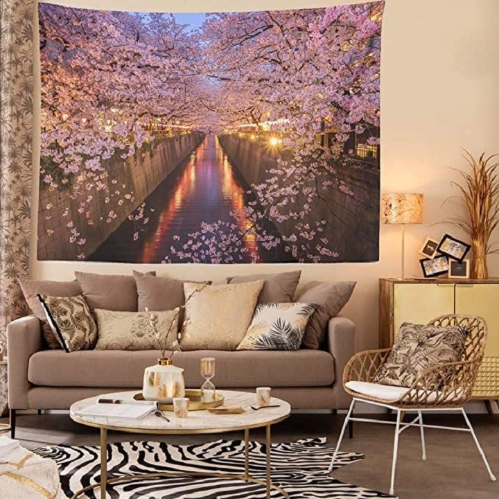 Tranh trang trí hoa anh đào đẹp sang trọng lớn 150 cm