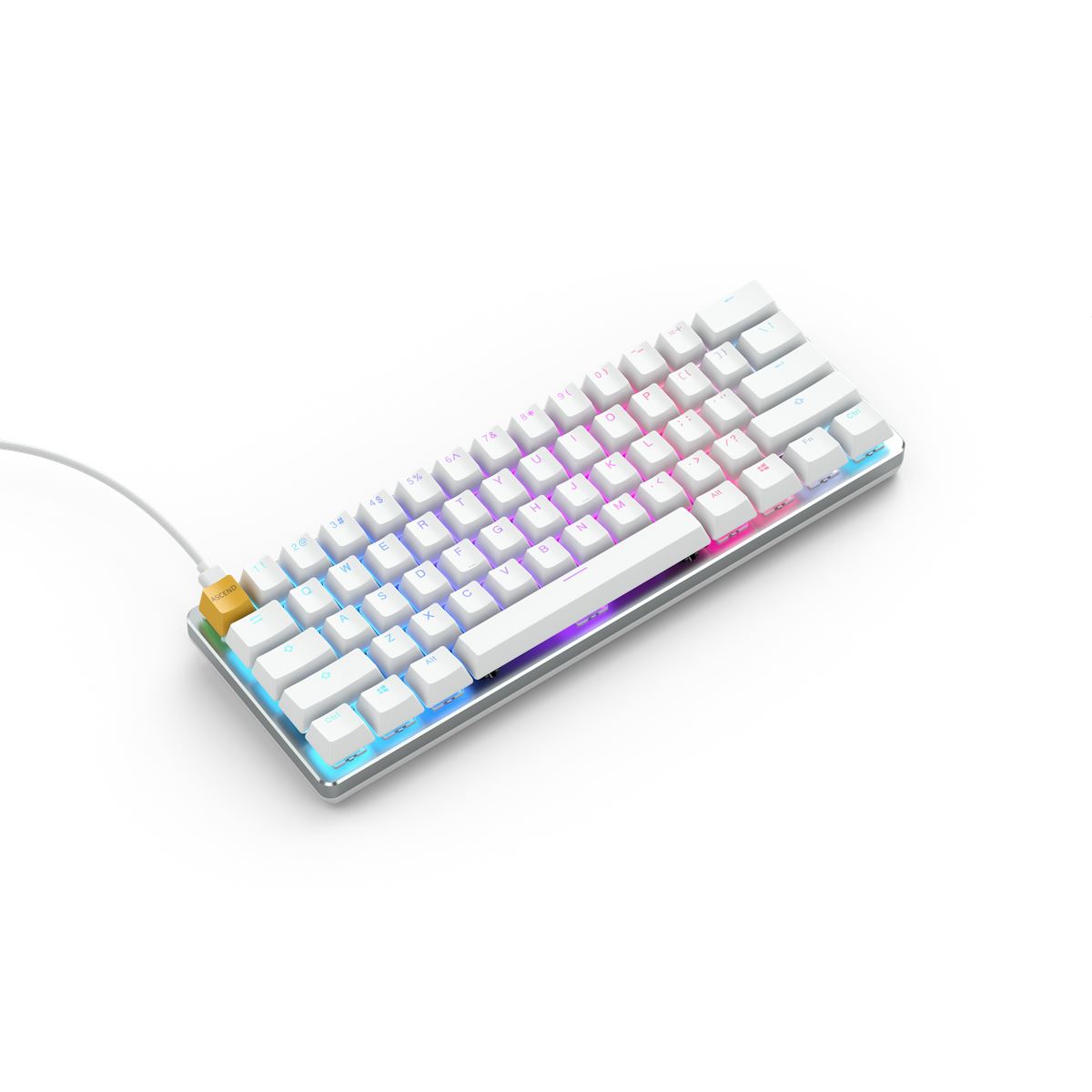 Bàn phím cơ Glorious GMMK RGB White Ice Compact (Gateron Brown switch / Hot Swap) - Hàng chính hãng