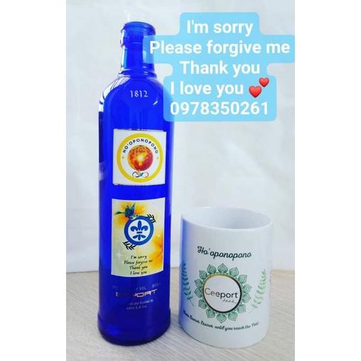 Chai Thái Dương Lam Thủy (Blue Solar Water) Thanh tẩy Ho'oponopono (100ml và 500ml) kèm logo, chai trang trí