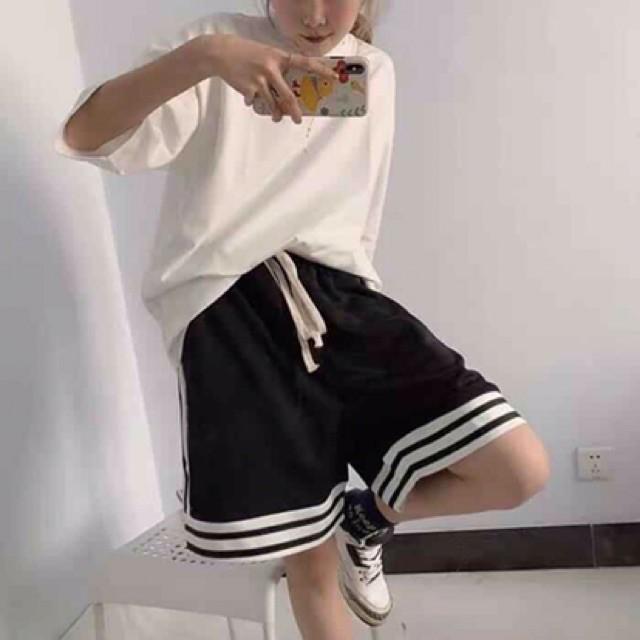 Quần short thun unisex 3 sọc unisex Mới