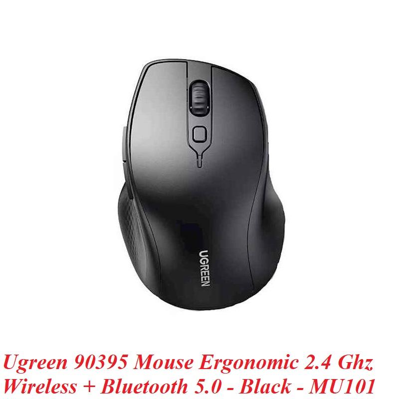 Ugreen UG90395MU101TK 4000Dpi Chuột không dây + Bluetooth Ergonomic có 5 chế độ bấm Màu Đen - HÀNG CHÍNH HÃNG