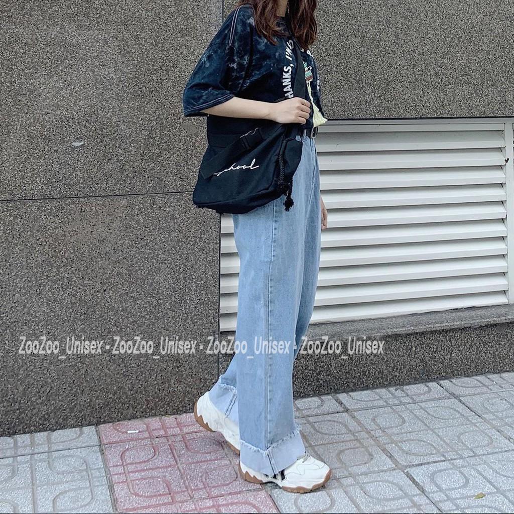 Quần bò ống rộng vắn gấu, quần jean baggy lật line trẻ trung sành điệu siêu cá tính A8