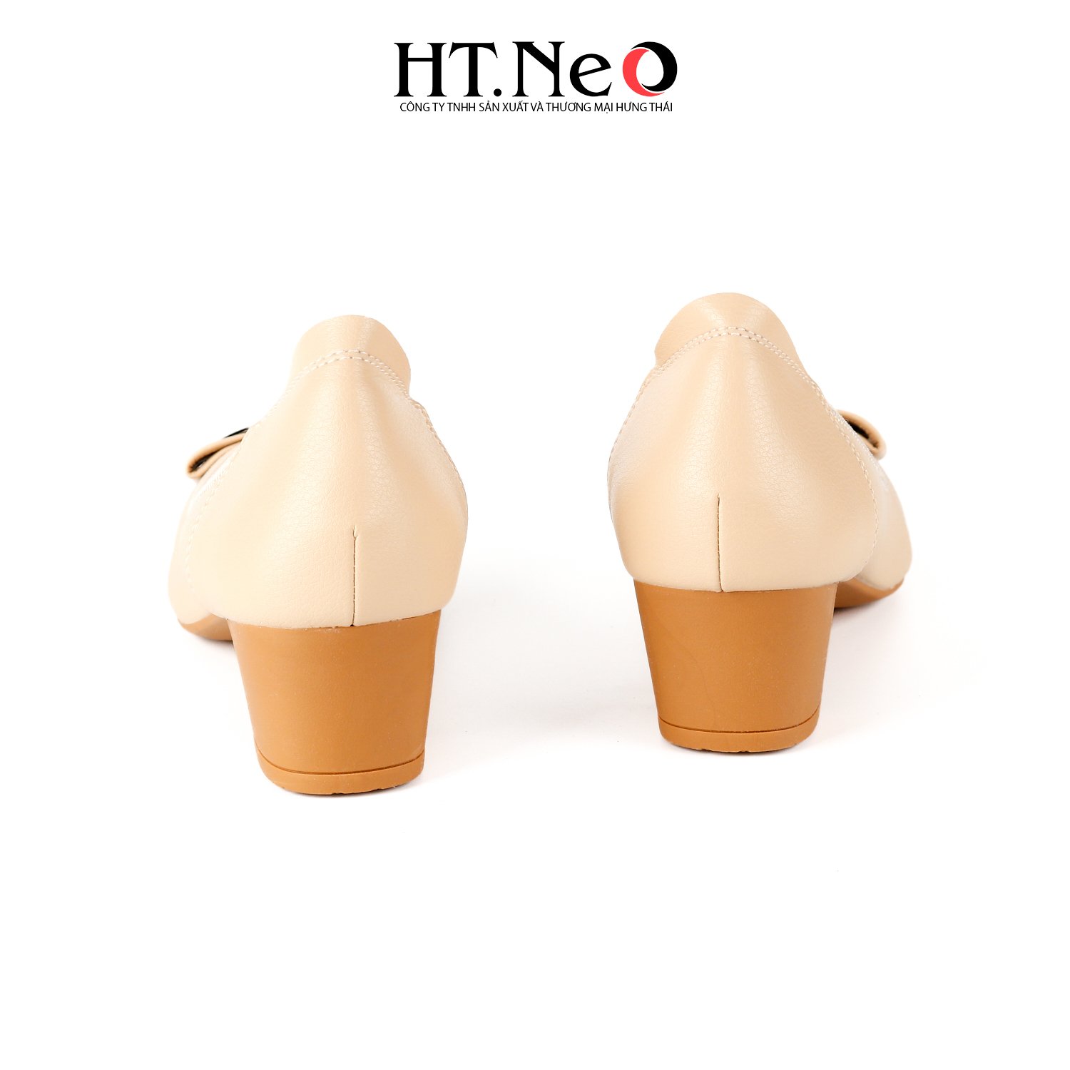Giày công sở nữ, giày cao gót HT.NEO gót vuông 5p chất liệu da cao cấp, đi cực êm chân, thoải mái, giày được thiết kế trẻ trung với khuy CD CS256