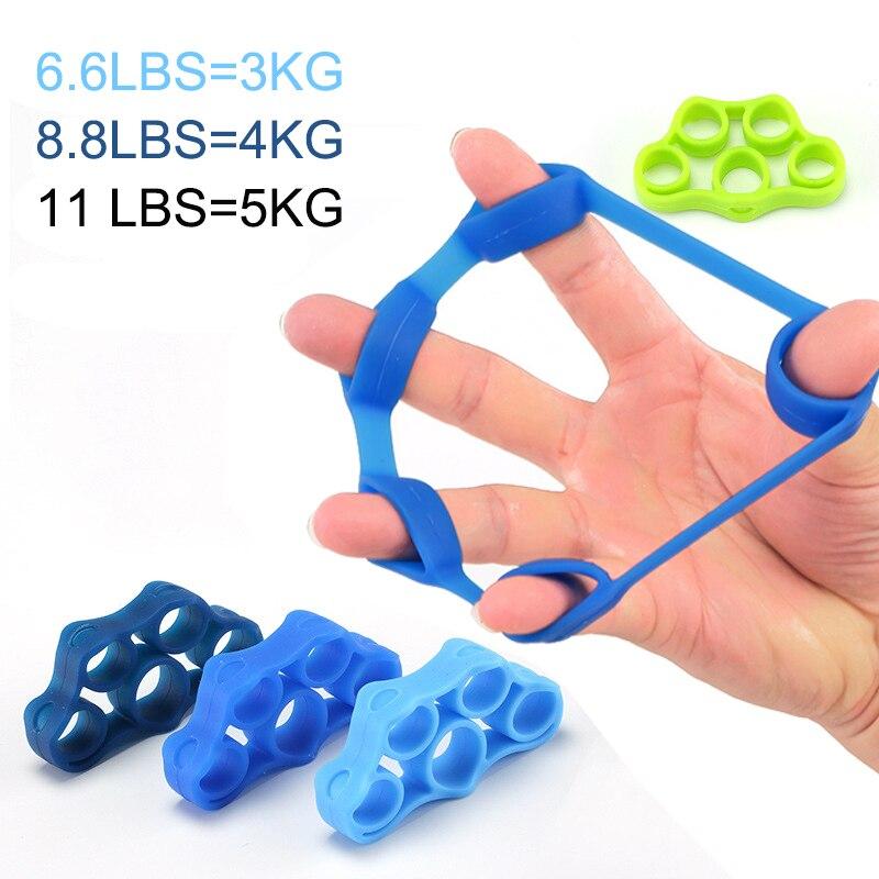 Silicone Finger kép tập thể dục tay cầm tay chống dây đeo cổ tay cáng đàn hồi năm ngón tay mở rộng sức mạnh tập thể dục Color: G910D-blue