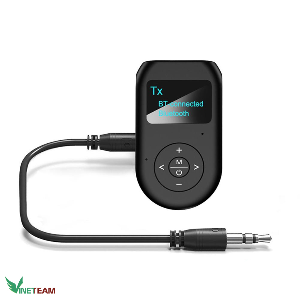 Thiết bị thu phát nhạc không dây VINETTEAM BT11 Bluetooth 5.0 với màn hình hiển thị LCD 3.5mm AUX -hàng chính hãng