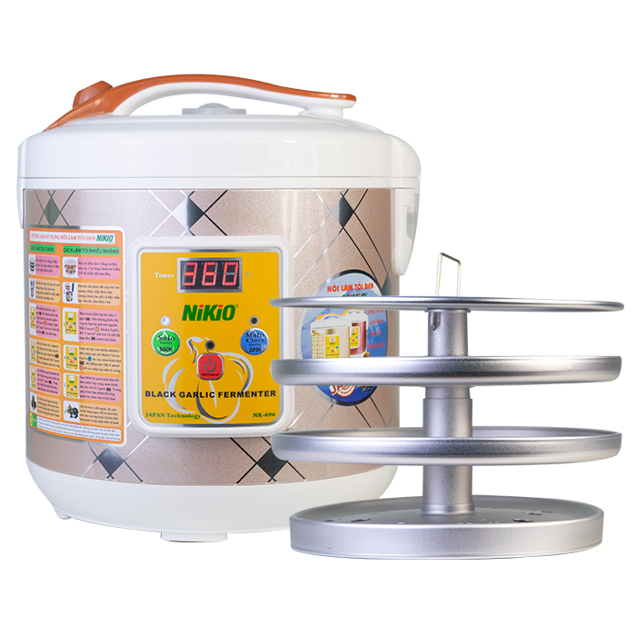 Nồi làm tỏi đen chuyên dụng Nhật Bản Nikio NK-696 (6L) - Bạc kẻ vuông, hàng chính hãng