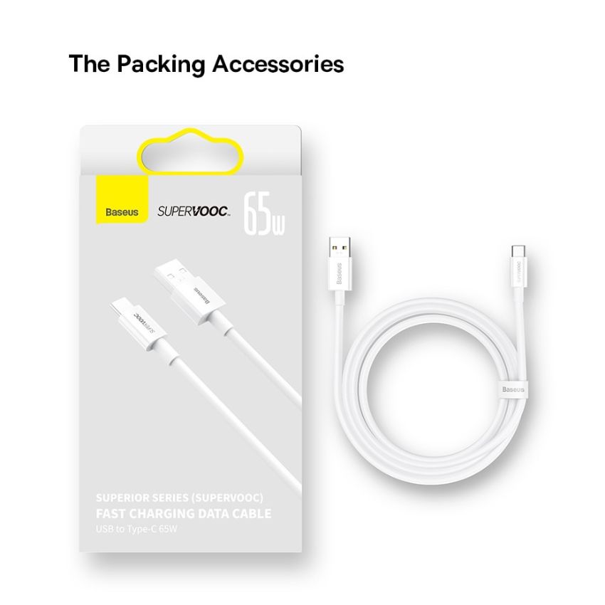 Cáp Sạc Baseus Superior Series (SUPERVOOC) 65W CAYS000902 Fast Charging USB to Type-C - Hàng Chính Hãng
