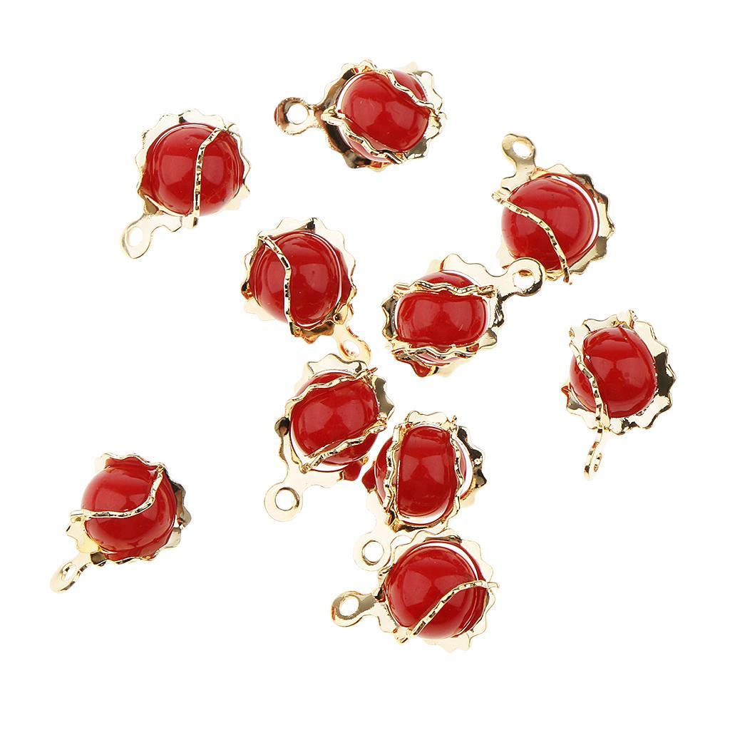 10 Pieces Round Pearl with Copper Pendant DIY Earring Necklace