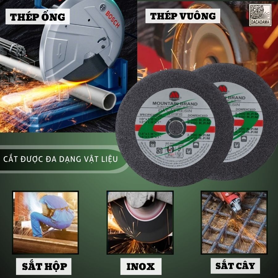 (10 Viên) Đá Cắt Kim Loại Mountain 300 x 3 x 25.4mm, Đá Cắt Núi 09 Chuyên Dùng Cắt Sắt Cắt Inox Sắc Bén, Không Bụi, Ít Hao Mòn | TOPWIN Official Store