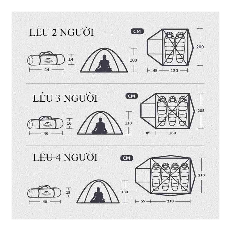 Lều Naturehike 4 người chính hãng, nhẹ, chống nước, chống tia UV, dễ dàng lắp đặt NH18Z044-P