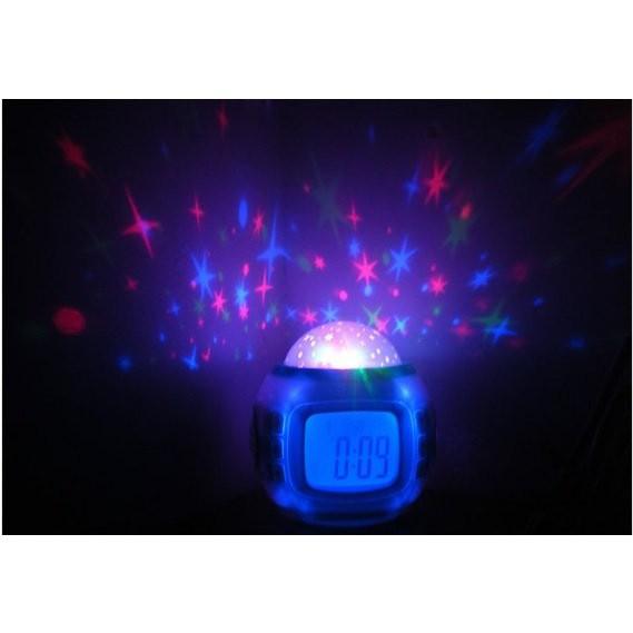 Đồng hồ điện tử có máy chiếu đèn LED hình bầu trời sao đẹp mắt kèm phát nhạc độc đáo dành cho phòng trẻ