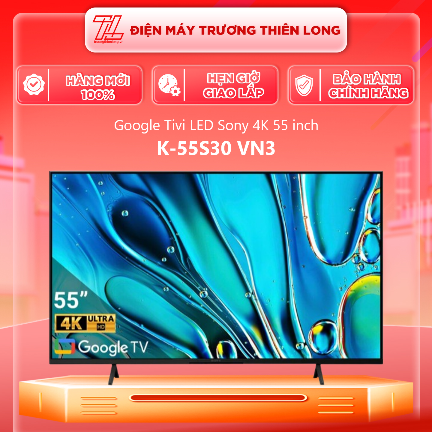 Google Tivi LED Sony 4K 55 inch K-55S30 VN3 - Hàng Chính Hãng