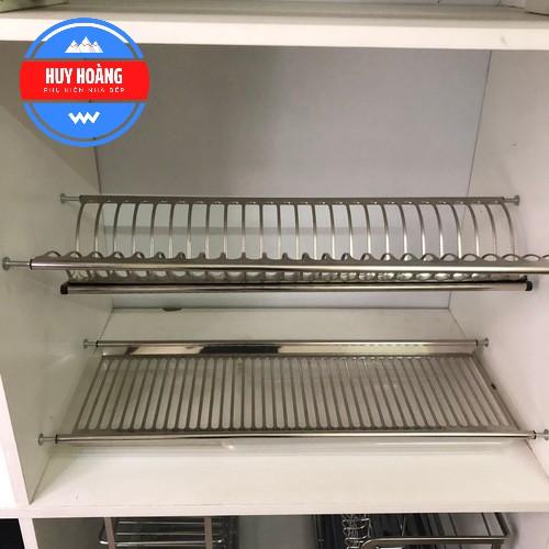 Giá Úp Bát Đĩa Chữ V 2 Tầng INOX 304 Nan Dẹt Chính Hãng