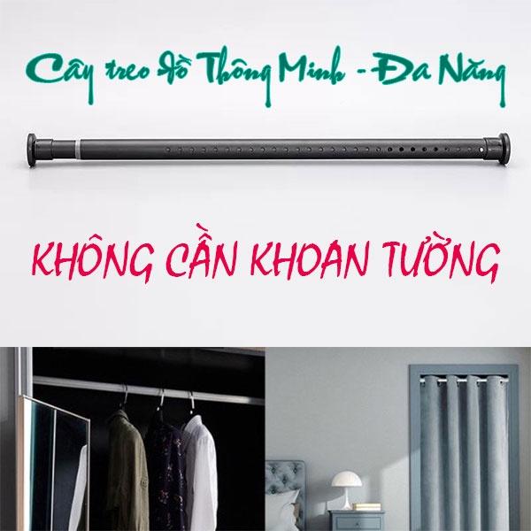 size dài T7 (dao động từ 2.11m ~ 2.51m) - Cây treo quần áo gắn tường KHÔNG KHOAN, Thanh treo Đa Năng