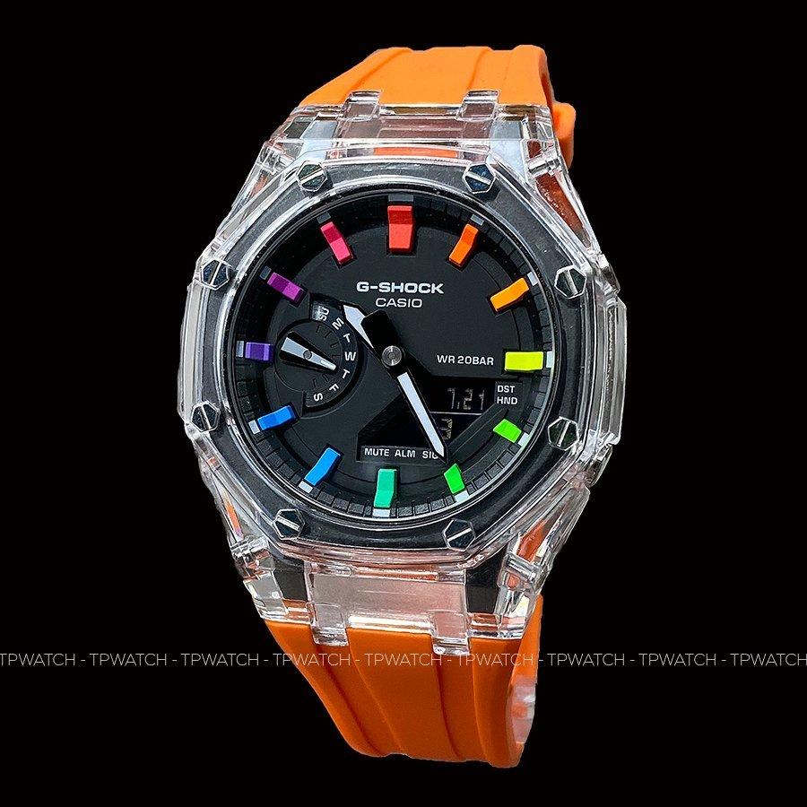 Đồng Hồ Nam Dây Nhựa Casio G-Shock GA-2100SKE-7A AP Custom Skeleton Orange x Rainbow Royal Oak