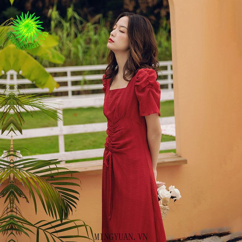 Đầm Voan Cổ Vuông Tay Phồng Thời Trang Mùa Hè Dành Cho Nữ