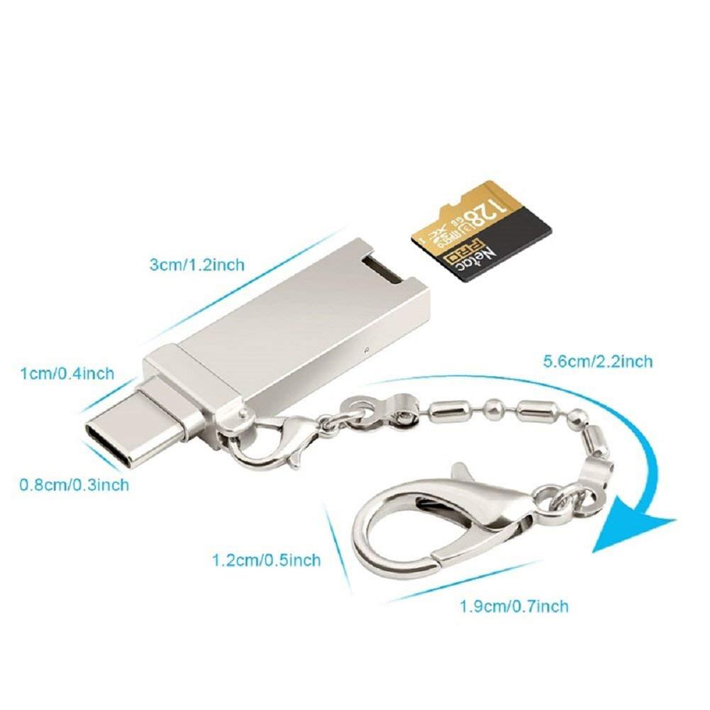 Móc Khóa USB 2 Trong 1 Giắc Cắm Type C Và Đầu Đọc Thẻ Nhớ TF/SD