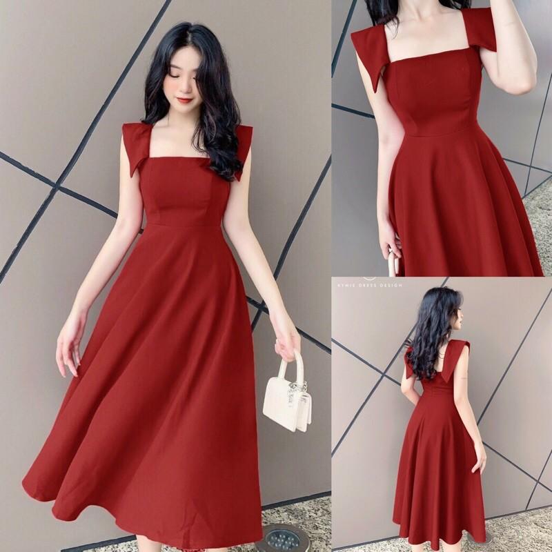 Đầm xoè cổ vuông tay con cánh tiên S.MLXL